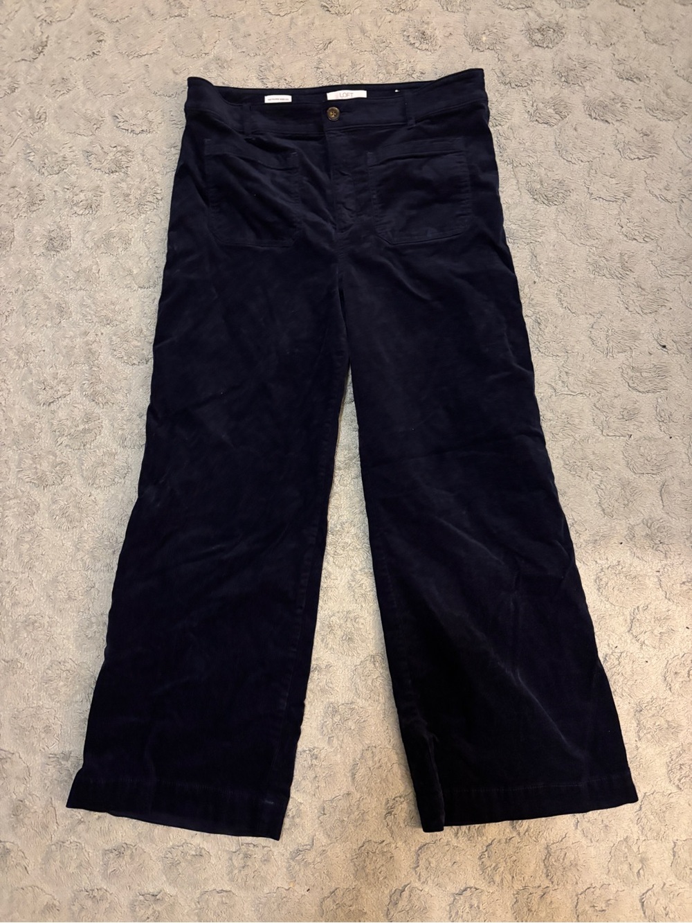 LOFT Navy Wide-Leg Corduroy Pants
